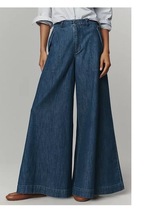Pilcro Denim - Pilcro High-Rise Wide-Leg Jeans size 26 new with tag dark wash